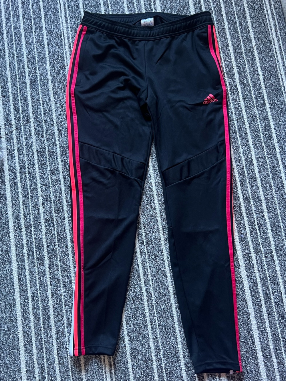 adidas Black Track Pants with Pink Side Stripes